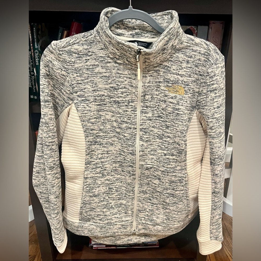 The North Face Full Zip Fleece Jacket Sweater Cream Gray Women’s Medium